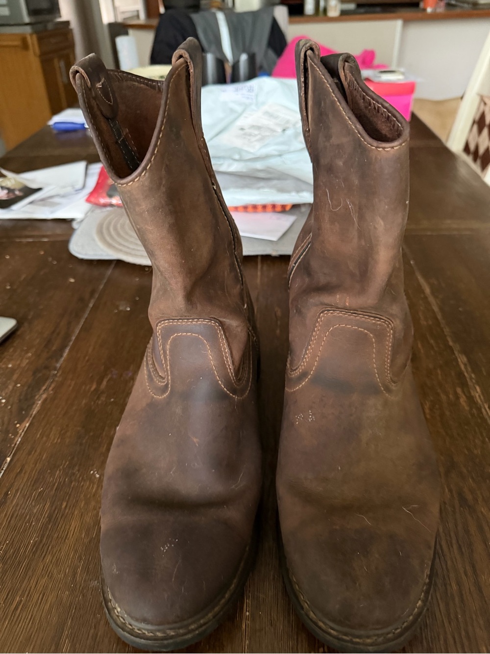 Men's Brown Pull-On Western Work Boots